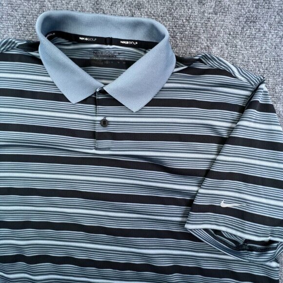 Nike Shirt Mens Gray Golf Polo Striped Short Sleeve XL Polyester Adult - Picture 1 of 16